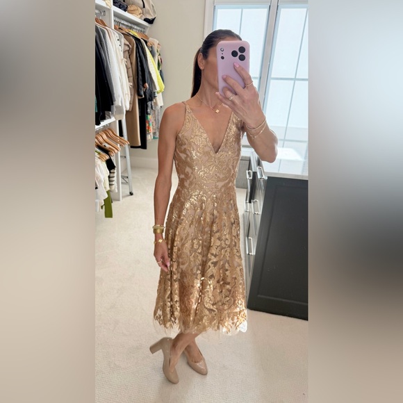 Dress the Population Lace Blair Embellished Fit & Flare Cocktail Dress Size S - Picture 4 of 10